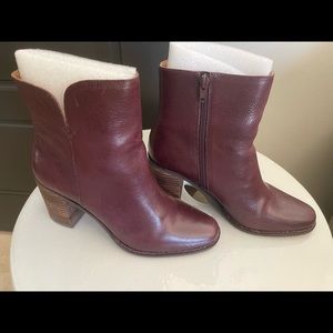 Lucky Brand Deep Red/Raisin Leather Booties